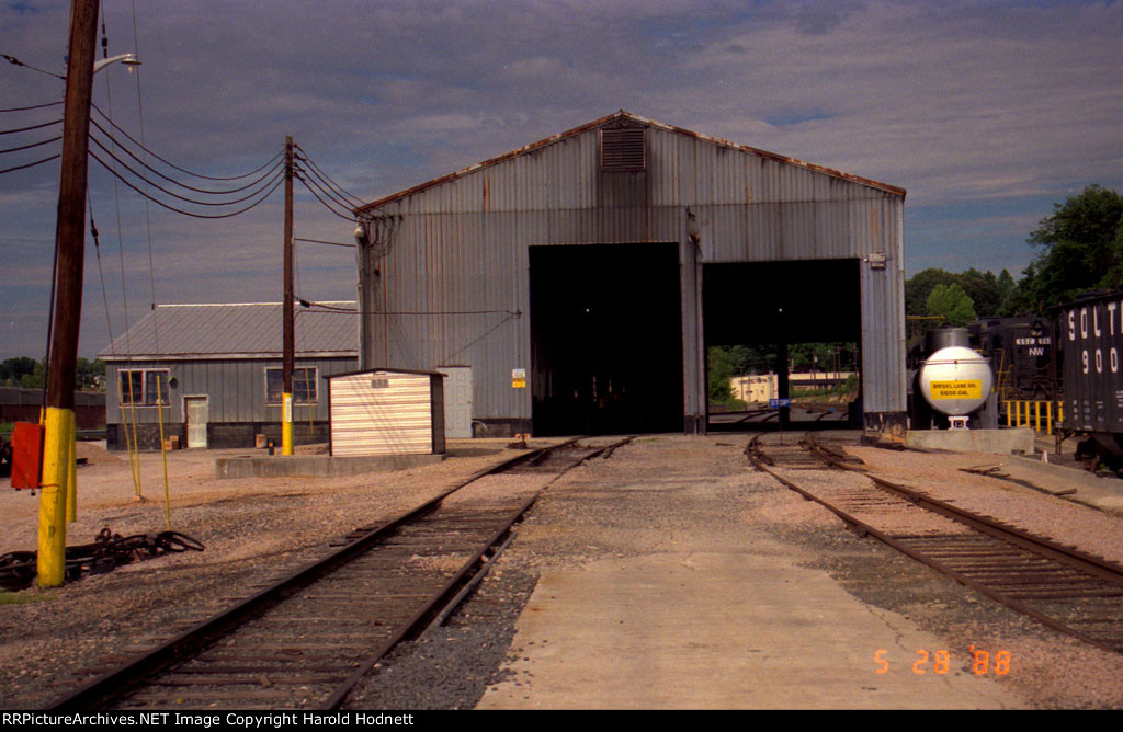 The view from the NS yard facing Fairview Road (as seen thru the engine house)